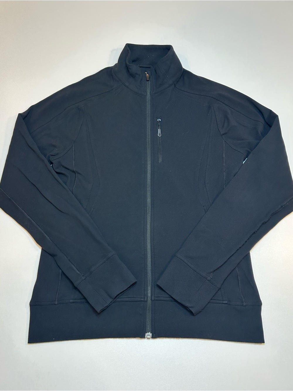 Lululemon Men Kung Fu Full Zip Track Jacket Black Ribbed Cuff Chest Pocket